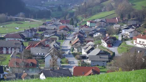 Pan-over-village-homes-on-a-sunny-day