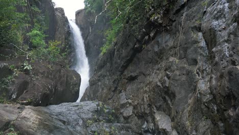 Waterfall-in-a-rainforest,-Thailand