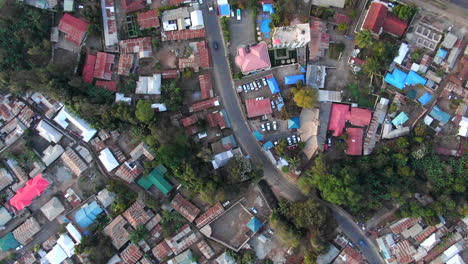 Aerial-View-of-a-Rural-Village-in-Tanzania,-Top-Down-Shot