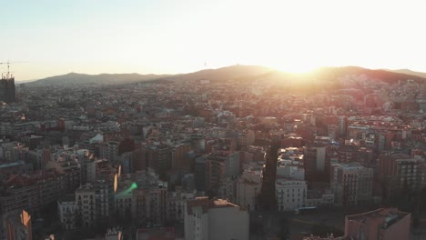 Aerial-view-of-Barcelona-during-sunset