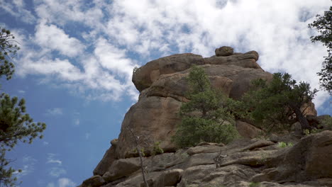 Time-lapse-of-clouds-above-cool-rock-formation