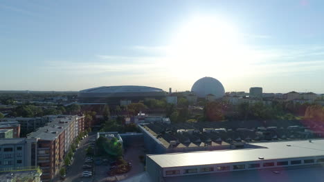 Drone-footage-of-the-famous-Tele-2-Arena-and-Ericsson-Globe-from-afar-in-summer