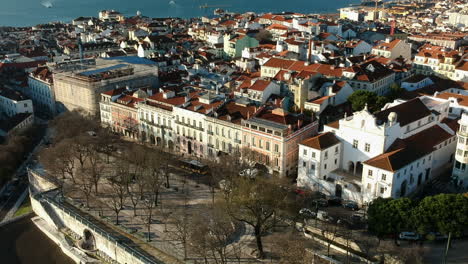 Aerial-view-of-Lisbon-in-the-morning,-Lisbon,-Portugal