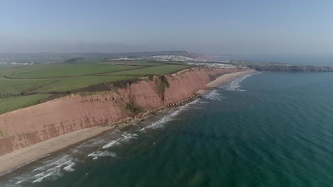Aerial-of-Sandy-Bay,-Devon