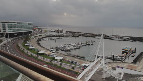 The-sea-port-and-marina-of-Ponta-Delgada-on-the-island-of-Sao-Miguel-of-the-Portuguese-Azores