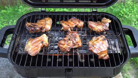 Cooking-Teriyaki-Chicken-on-a-grill-in-4k