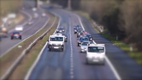 Cinemagraph-and-tiltshift-of-traffic-on-a-highway-with-only-left-lane-moving