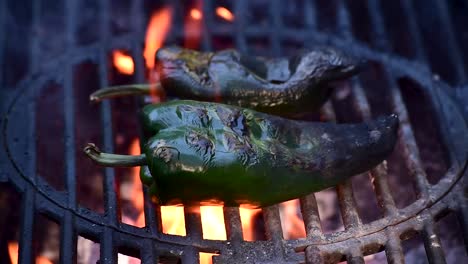 poblano-peppers-with-grill-marks-on-outdoor-grill-closeup-showing-flames-and-smoke-with-copy-space