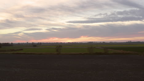 Rural-agriculture-area,-during-sunset,-south-west-of-the-Netherlands
