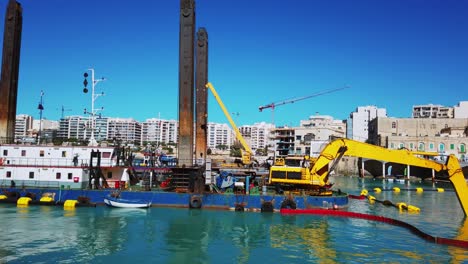 Video-from-Malta,-Balluta-Bay,-beach-recovery-and-sand-replacement