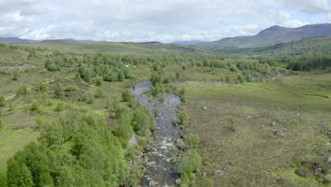 An-aerial-view-of-River-Moriston-on-a-sunny-day-in-the-Scottish-Highlands