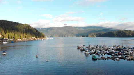 Various-drone-and-DSLR-shots-at-beautiful-Deep-Cove-in-Vancouver,-BC