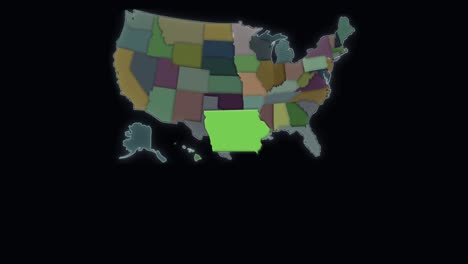 Iowa-Ist-Hervorgehoben-–-Karte-Der-USA-–-Vereinigte-Staaten