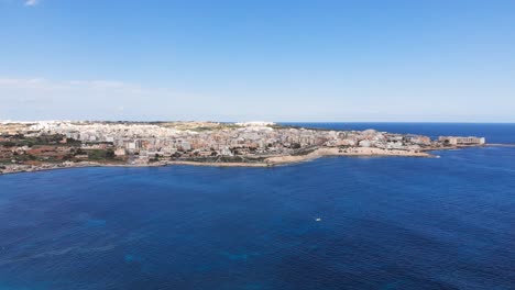 Aerial-drone-video-from-Malta,-Marsaskala-area-from-Munxar-Path-at-winter