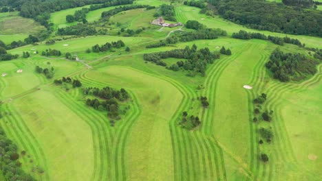 An-aerial-drone-view-above-an-English-golf-course