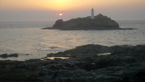 Landscape-view-of-beautiful-iconic-Lighthouse-at-sunset
