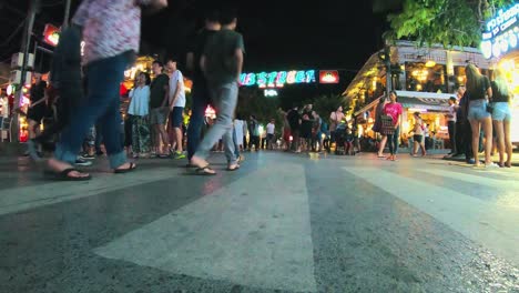 Timelapse-of-Neon-Party-Area-and-Pub-Street-at-Night