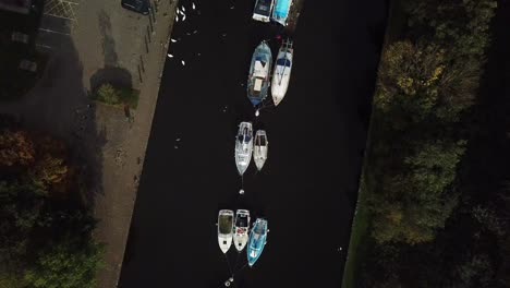 High-fly-over-sail-boats-parked-on-canal