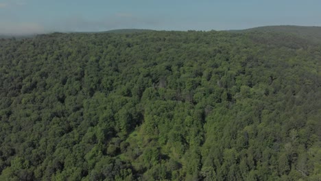 Stationary-drone-shot-of-the-side-of-a-mountain-in-the-Catskill-Mountains-of-New-York-State