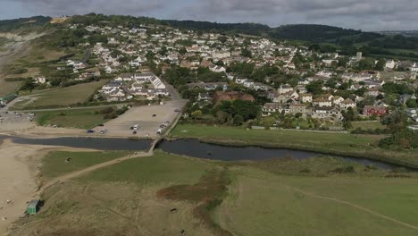 Aerial-of-the-village-of-Charmouth-from-the-east