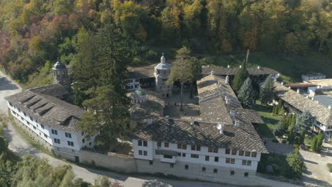 Aerial-overview-of-a-large-monastery-in-Bulgaria-in-the-middle-of-the-Balkan-mountains
