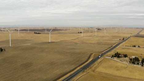 Aerial-shot-of-Wind-turbines-in-field-on-Montezuma-Hills