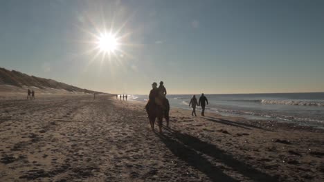 Horse-riders-at-beach-on-sunny-day