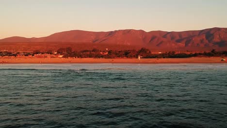 View-of-the-hills-from-water,-Pacific-ocean,-Chile