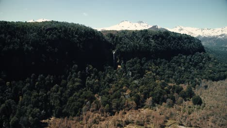 Drone-footage,-Aerial-viewof-the-andes-mountain-in-Las-termas-de-Chillan,-Chile