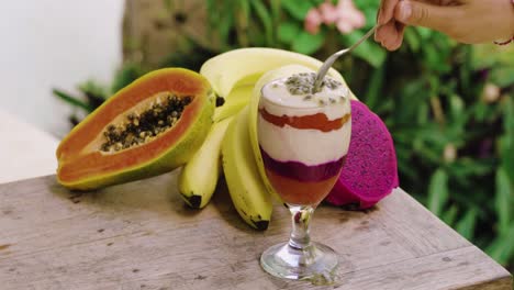 Fruit-smoothie-colorful-papaya-banana-dragonfruit