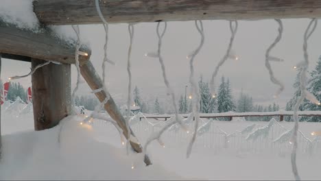 Lights-decorations-on-the-old-wooden-fence