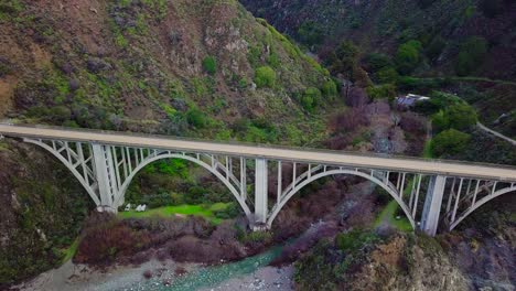 Cinematic-aerial-view-of-Bixby-Creek-Bridge-in-Big-Sur-on-State-Route-1-in-California