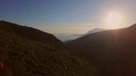Aerial:-The-mountains-of-the-Greek-island-Samos-during-sunset