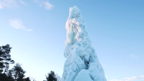 Tall-iceberg-shot-from-below-a-cold-morning-in-northern-Sweden