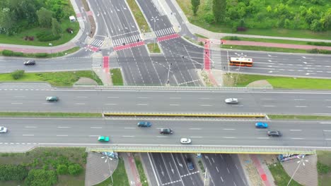 Aerial-view-of-super-highway-during-rush-hour