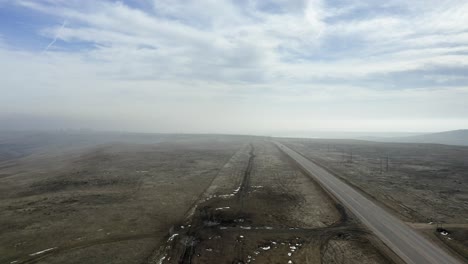 Aerial-view-if-foggy-road