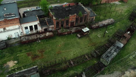 Aerial-view-of-a-ruined-buildings-of-narrow-gauge-railway-station