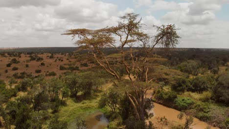 Trockene-Landschaft-In-Kenia.-Aufschlussreiche-Luftaufnahme