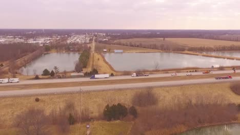 Aerial-drone-hd-footage-of-Illinois-Department-of-Transportation-employees-located-in-rural-Salem,-IL
