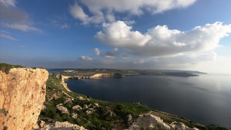 Timelapse-video-from-Malta,-Mellieha-area,-showing-the-beautiful-landscape-on-a-calm-autumn-afternoon