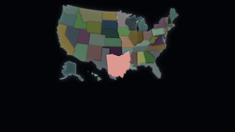 Ohio-Está-Resaltado---Estados-Unidos---Mapa-De-Estados-Unidos