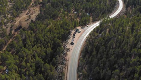 Aerial-B-Roll-over-Highway-in-Rocky-Mountains