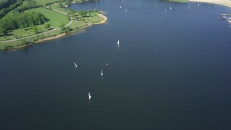 fly-over-the-sailboats-on-the-lake-in-Europe-Holland-in-4K