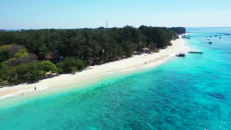 Hulhumale-Island,-Thailand---Beautiful-Tourist-Destination-With-Glorious-Trees-and-Clear-Blue-Sky-Above---Aerial-Shot