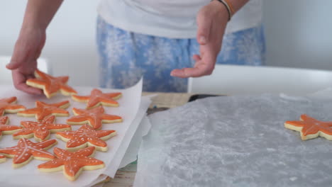 Footage-Of-a-Caucasian-woman-Making-Starfish-Cookies