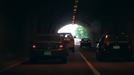 Pennsylvania,-USA---July-4,-2019:-Traveling-on-the-highway-in-a-tunnel-in-Pennsylvania,-USA-on-July-4,-2019