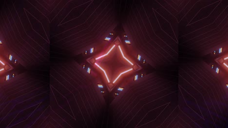 VJ-Schleife-–-Rotes,-Blaues-Und-Violettes-Kaleidoskop,-Das-Sich-Dreht,-Um-Wechselnde-Formen-Von-Quadraten-Und-Dreiecken-Sichtbar-Zu-Machen