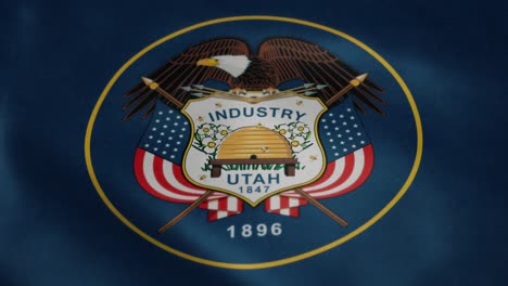 Flag-of-Utah,-slow-motion-waving