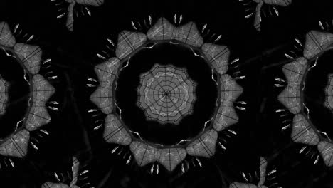 VJ-Schleife-–-Leuchtendes-Und-Rotierendes-Kaleidoskop,-Das-Zufällige-Geometrische-Muster-In-Weiß-Erzeugt