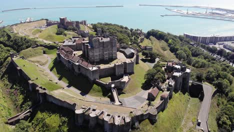 Dover-Castle-filmed-using-a-4k-drone-in-Kent,-UK
